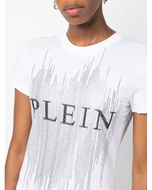 Philipp Plein White Sexy Pure Fit Logo-Appliqué T-Shirt