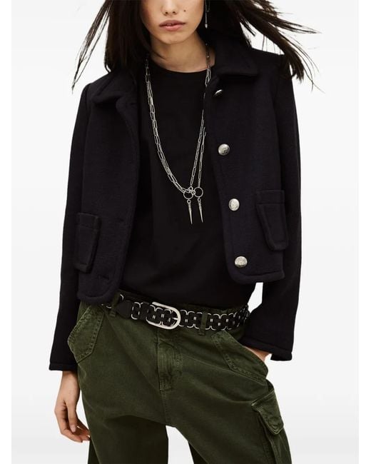 Ba&sh Blue Beradith Buttoned Pocket Jacket