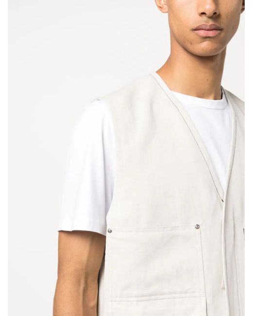 Helmut Lang White Cotton-Linen Cargo Gilet for men