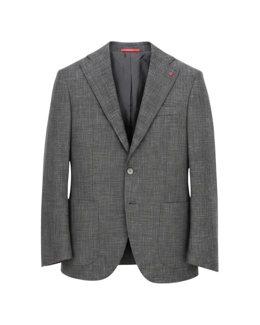 Isaia Gray Single-Breasted Blazer for men