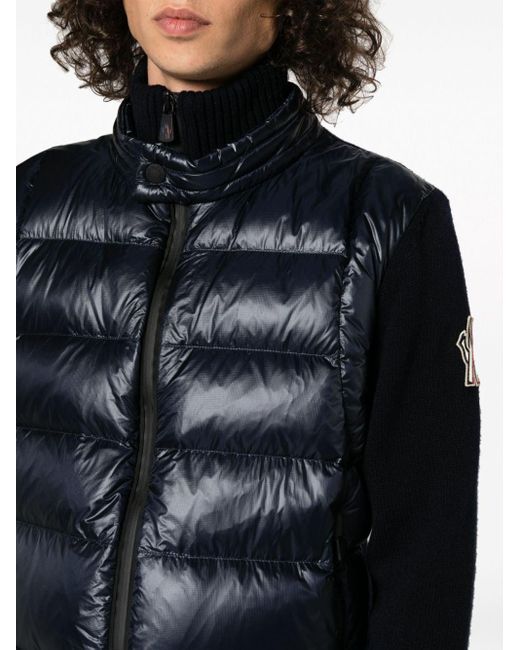3 MONCLER GRENOBLE Black Padded Down-feather Knitted Jacket for men