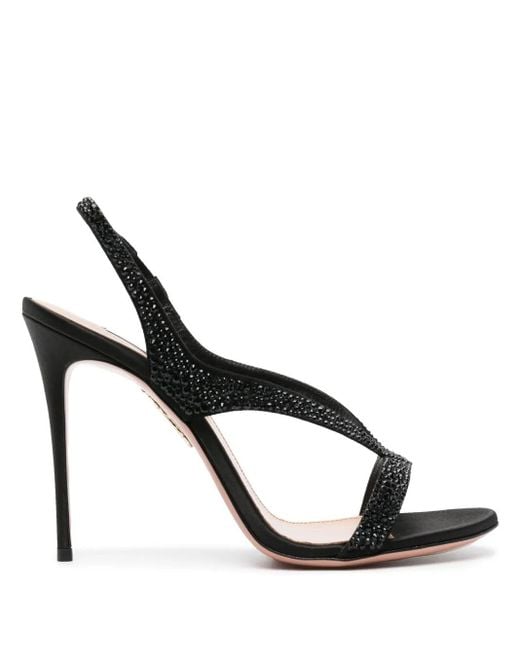 Aquazzura Black Izzy 105Mm Crystal-Embellished Slingback Sandals