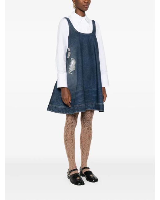 Simone Rocha Blue Distressed-Effect Denim Mini Dress