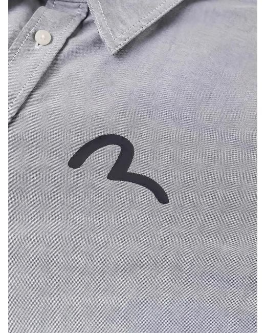 Evisu Gray Seagull-Print Button-Down Shirt for men