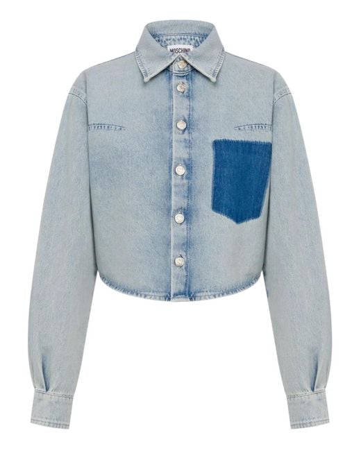 Chemise En Jean À Coupe Crop Moschino en coloris Blue