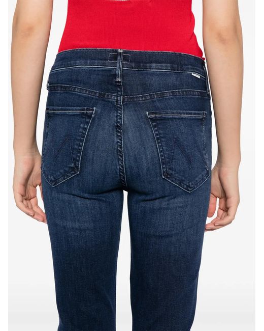 Mother Blue The Mid Rise Dazzler Ankle Fray Jeans