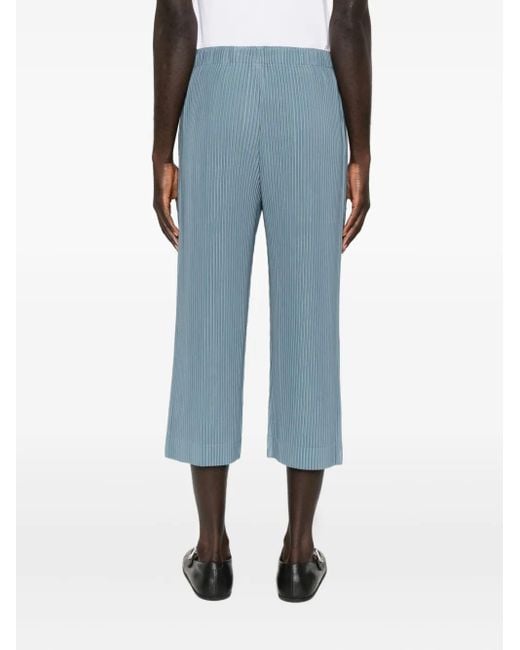 Pantaloni Crop Con Pieghe di Homme Plissé Issey Miyake in Blue da Uomo