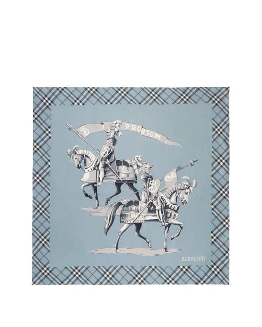 Burberry Blue Foulard En Soie Archive Knight
