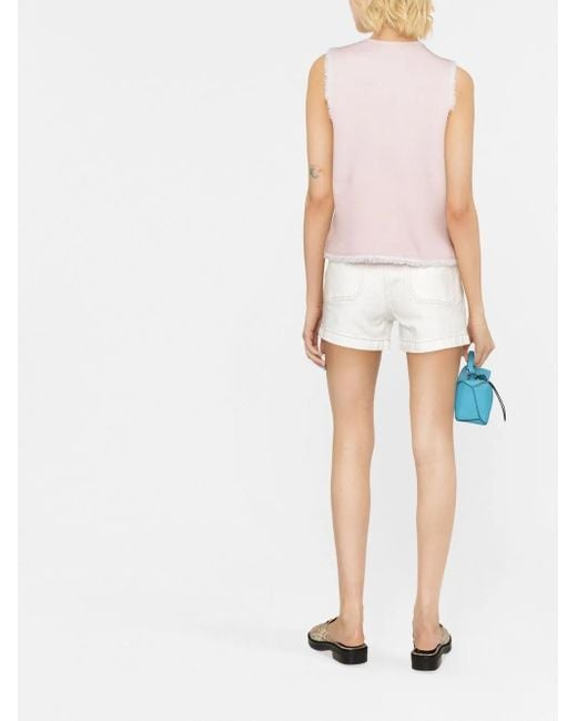 Barrie Pink Fringe-Trim Top