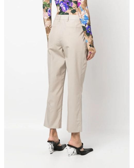 Prada Natural Cropped Tailored Trousers