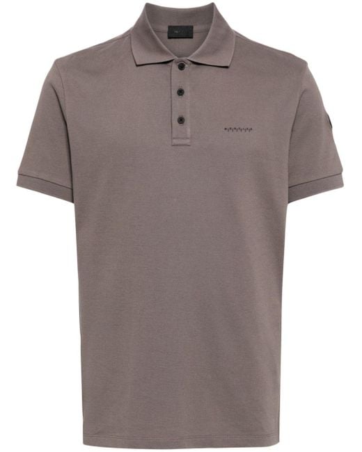 Moncler Gray Logo-print Cotton Polo Shirt for men