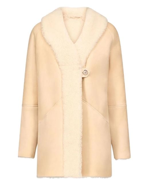 Loulou de Saison Natural Isak Elongated-Lapel Shearling Coat