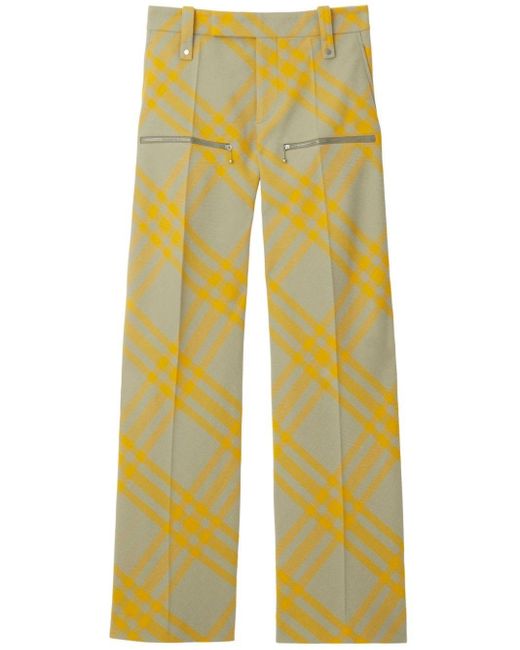 Burberry Yellow Checked Straight-leg Trousers for men
