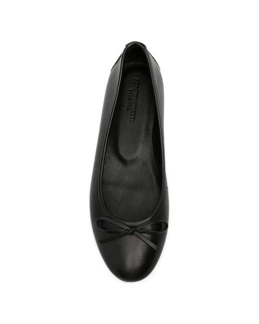 SERGIO MORETTI FIRENZE Black Bow-Detail Ballet Flats