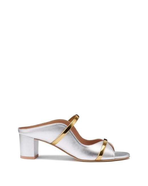 Malone Souliers White Norah Metallic Leather Sandals