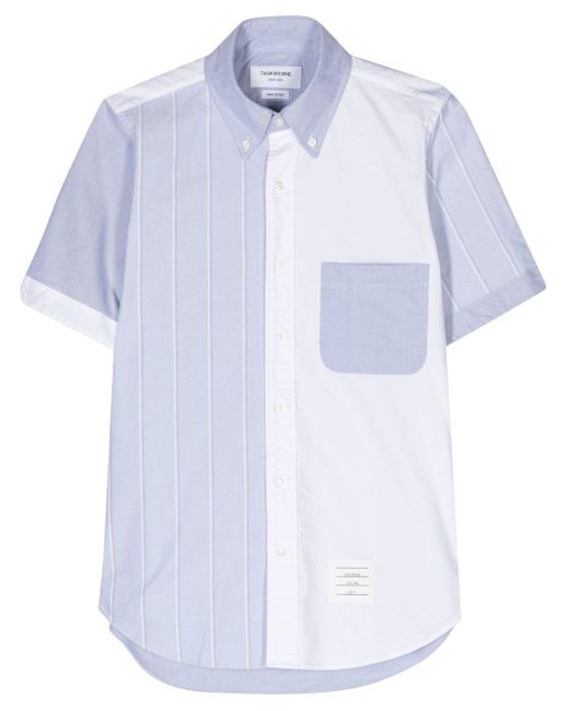 メンズ Thom Browne Colour-block Cotton Shirt Blue