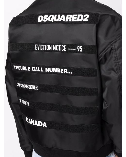 DSquared² Black Slogan-Print Bomber Jacket for men