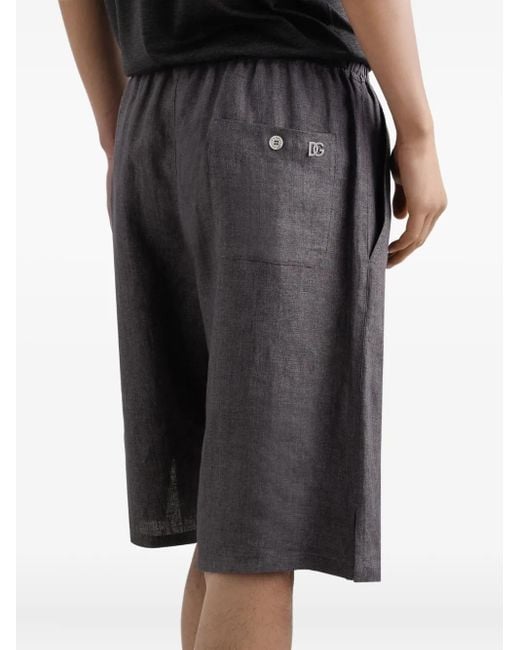 Dolce & Gabbana Gray Linen Bermuda Shorts for men
