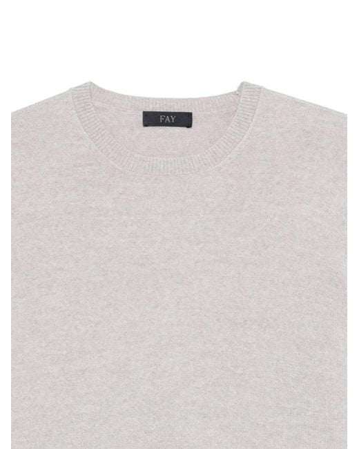 Fay White Crew-Neck Sweater for men