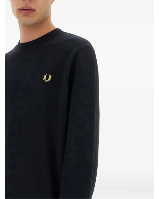 Fred Perry Black Logo-Embroidered Sweatshirt for men