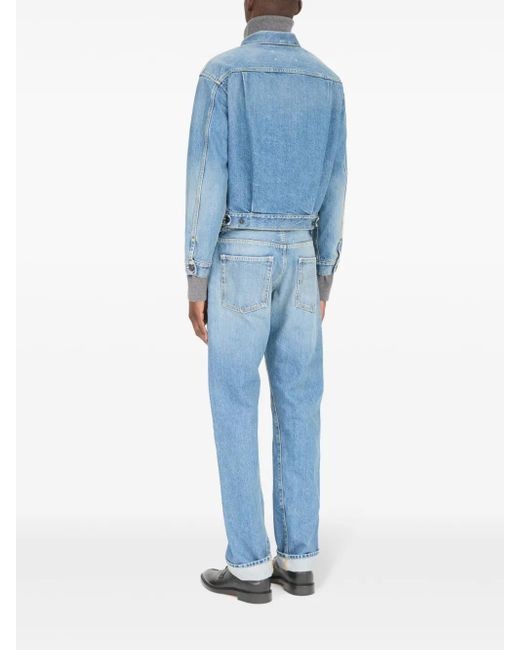 MM6 by Maison Margiela Blue Four-Stitch Denim Jacket for men