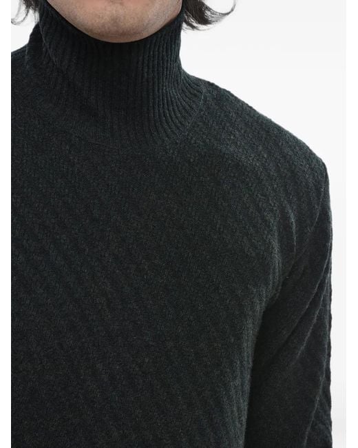 Paolo Pecora Black Virgin Wool Roll-Neck Knit for men