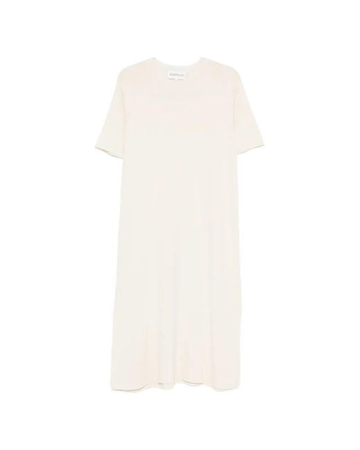 Bompard White Crew-Neck Short-Sleeves Midi Dress