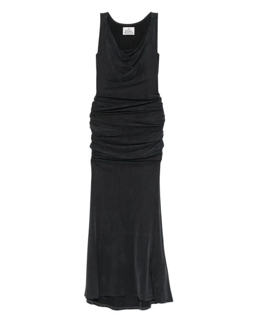 Vivienne Westwood Black Liz Cowl-Neck Gathered Maxi Dress