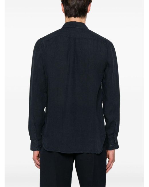 120% Lino Blue Linen Buttoned Shirt for men