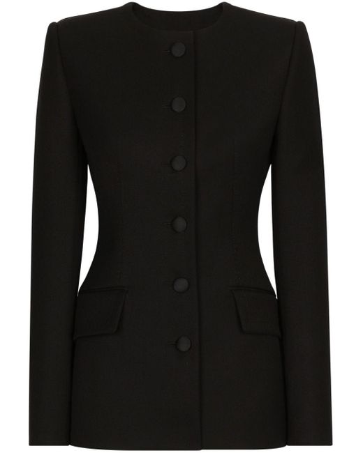Blazer sans col à simple boutonnage Dolce & Gabbana en coloris Black