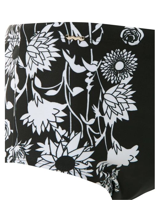 Amir Slama Black Hibiscus Flowers Print Swim Trunks for men