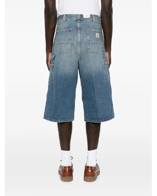 Carhartt Blue Og Oversized Loose Fit Double Knee Short Long Denim Short for men
