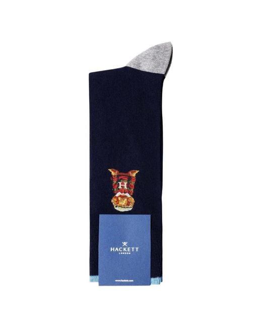 Hackett Blue Harry Intarsia-Knit Socks for men