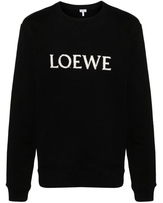 Loewe Black Embroidered-logo Cotton Sweatshirt for men