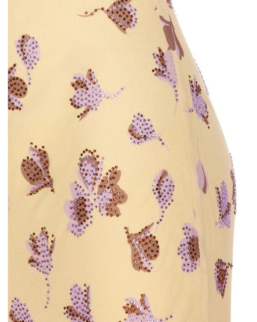 Self-Portrait Maxi-Jurk Met Bloemenprint En Stras in het Metallic