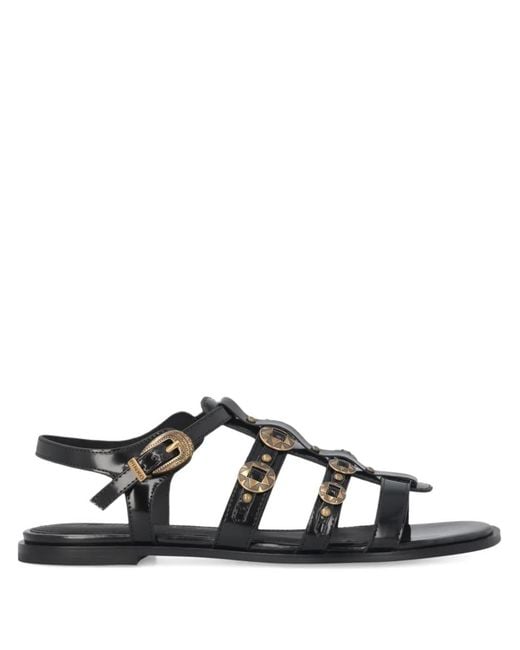 Pinko Black Flat Sandals With Straps And Studs