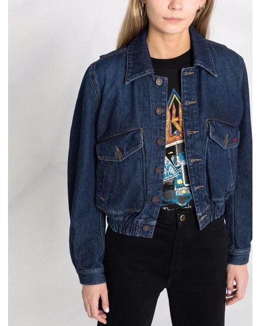 DIESEL Blue De-Tracy Denim Bomber Jacket
