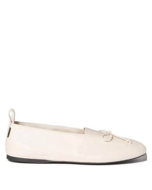 Miu Miu Natural Bow-Detail Ballet Flats