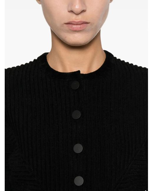 Emporio Armani Black Buttoned Crewneck Jacket