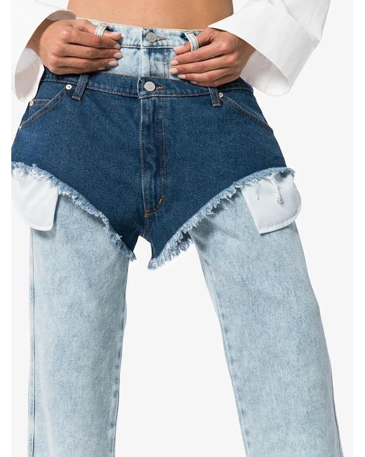 Natasha Zinko Blue High Waisted Jeans With A Denim Shorts Layer