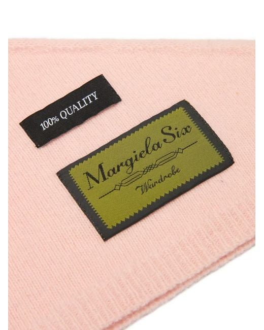 MM6 by Maison Margiela Pink Logo-Patch Scarf