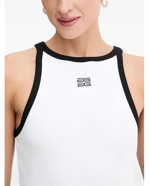 Gestuz White Contrast-Trim Sleeveless Top