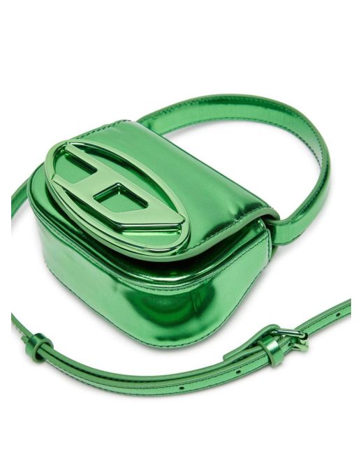 DIESEL Green 1dr-xs-s-iconic Mini Bag In Mirrored Leather