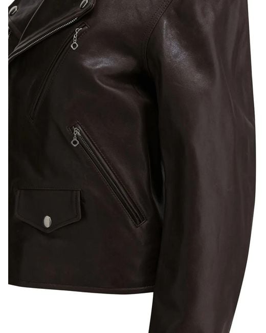 Auralee Black Leather Biker Jacket for men