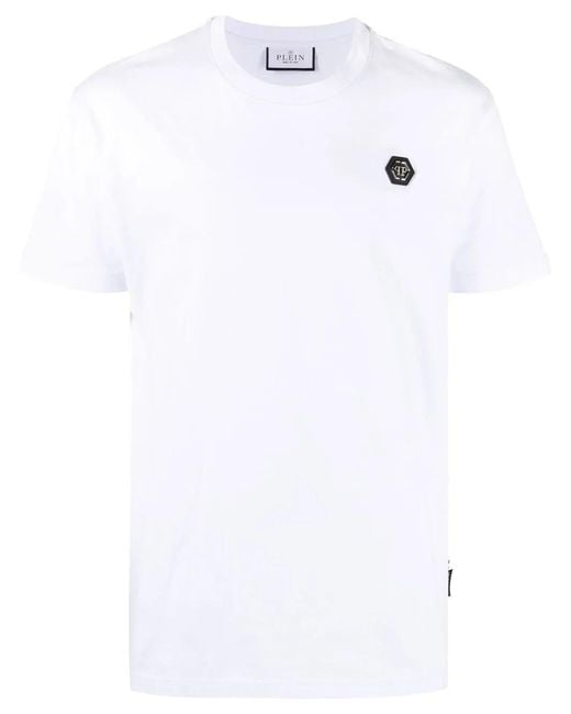 Philipp Plein White Logo-Patch T-Shirt for men