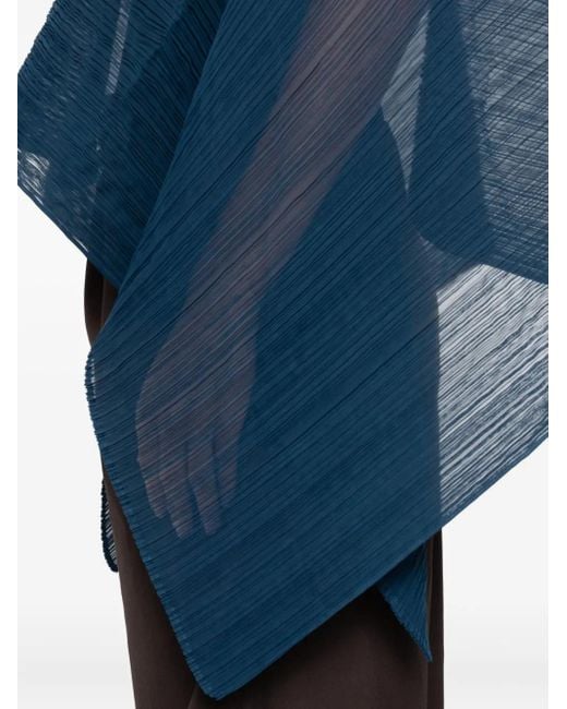 Pleats Please Issey Miyake Poncho Met Plooien in het Blue