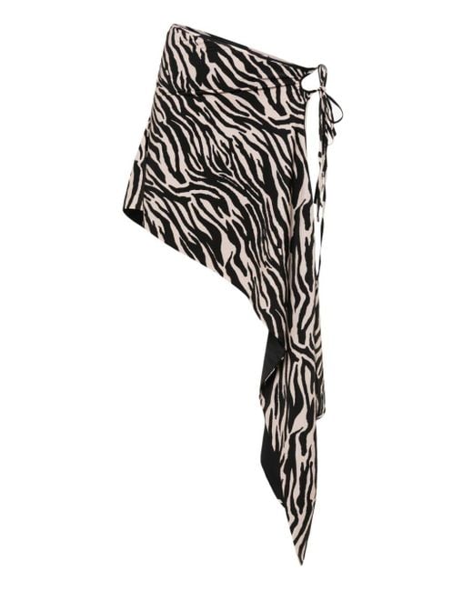 The Attico Black Zebra-print Beach Skirt