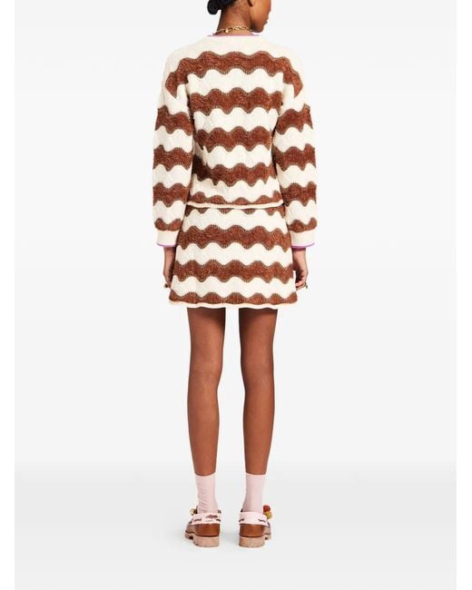 LaDoubleJ Brown Wave Pattern Mini Skirt