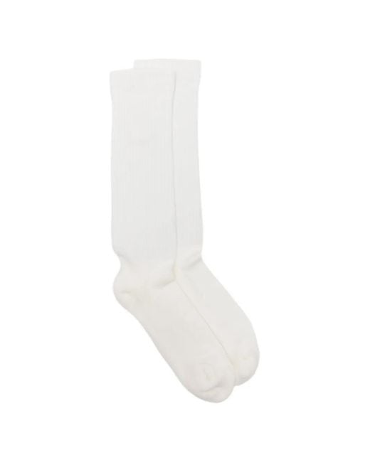 Rick Owens White Pentagram-Intarsia High Socks for men