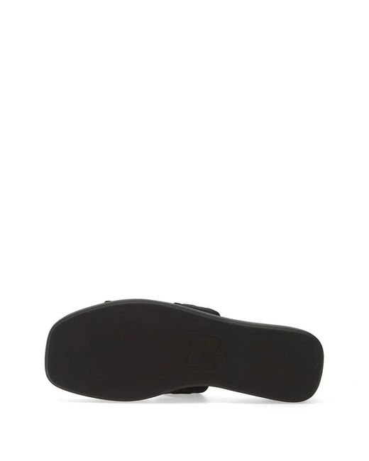 Calvin Klein Black Logo-Print Platform Slides